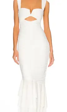 NEW NWT Michael Costello X Revolve Hilary Ruched Gown In Ivory
