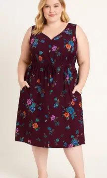 NEW Torrid floral front zip‎ tie waist sweetheart neckline dress pocket, 2X