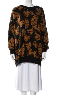 FARM Rio Women’s Black Brown Bananica Intarsia Crewneck Oversized Sweater XS