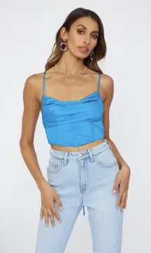 Hello Molly Whistle to my Heart Crop Top Blue Size 4