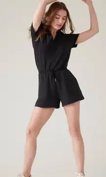 ✨$5/$25 Athleta Women Black Short Sleeve Balance Romper Jumpsuit Size XS
