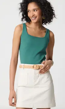 J.Crew Essential Squareneck Tank Top Cotton Basics Relaxed Green Medium NWT