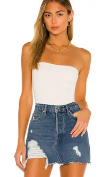 46. NWT GRLFRND Payton Cross Over Cotton Denim High Rise Mini Skirt