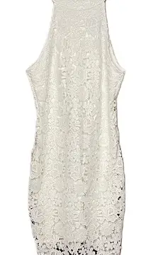 Lulu’s Woman’s Floral Embroidered Zip Up Mini Body-con Dress Size Large