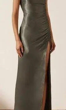 Shona joy  La Lune Ruched Maxi Dress Olive Green Gown Sleeveless Size 6 NWT