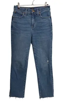 J. Crew Jeans Womens 25 Blue Essential Straight High Rise Cropped Raw Hem