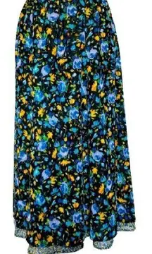 Reversible Semi Sheer Floral Skirt | 90s Vintage Long Flowy Maxi Skirt