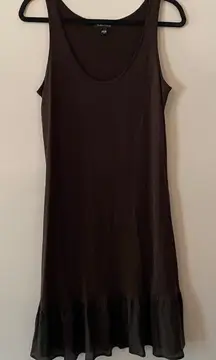 Eileen Fisher Chocolate Brown 100% Silk Sleeveless Tank Dress Midi Women's Small