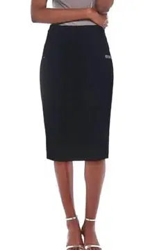 Off-White  black virgin wool tailored pencil skirt logo lettering size 42/6 NWT