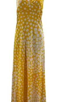 DVF Diane von Furstenberg Silk‎ Maxi Dress 6 Yellow Halter Resort Evening