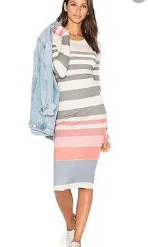 Wildfox Sunset Stripe Dress in cream pink  Color long sleeve sz M