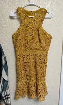 Yellow Floral Lace Dress