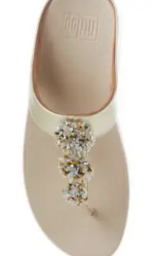 FitFlop Womens Wedge Sandal Metallic Beaded GALAXY Slip on toe post Size 10!‎
