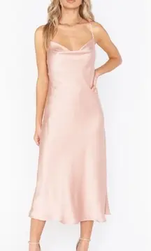 NWT Show Me Your MuMu Verona Cowl Dress Rose Gold Luxe Satin