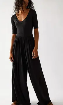 Free People Beach Black Rosebowl Jumpsuit Size Medium