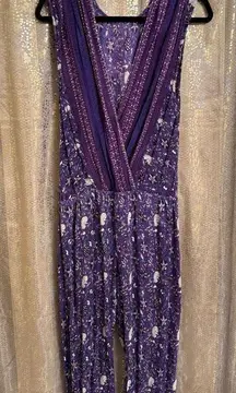 Jens Pirate Booty X Free People Island Fever Flare Jumpsuit Purple Size Medium
