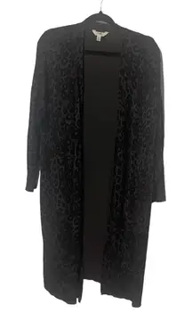 Terra & Sky Women's Size 0X Soft Dark Green Cheetah‎ Long Cardigan Sweater