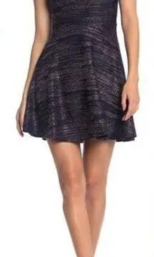 Nordstrom HP! NWT Rowa Navy Blue & Rose Gold Glittery Sleeveless Dress (M)