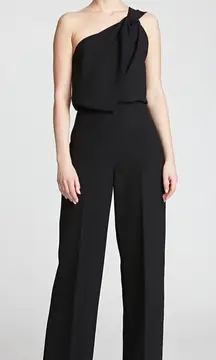 Halston One-Shoulder Tess stretch crepe‎ Jumpsuit size 10 NWT