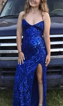 Windsor Blue Sequin Prom Dress