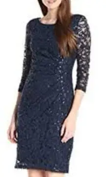 Marina Dresses NEW Sequin Midi Dress Navy Blue Birthday Party Wedding