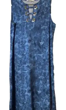 NEW MICHAEL KORS SCOOP KEY NECK PULLOVER TRUE NAVY DRESS‎ SIZE XS