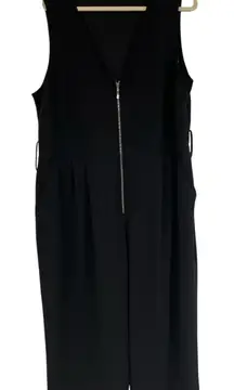 City Chic Black Sleeveless Wide Leg Cropped Jumpsuit 18 Zip Up Casual Pockets