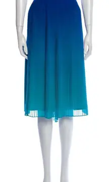 H by Halston SZ L Pleated Accents gradient blue Knee-Length Skirt