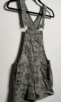 Y2K Green Camo Overall Short Shorts 
