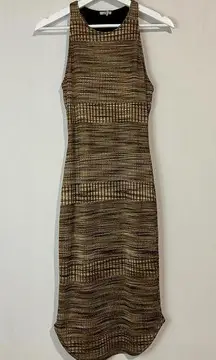 Ecote Women’s Space Dye Bodycon Midi Dress Sleeveless Racerback Brown M EUC