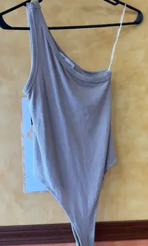 Elegant One-Shoulder Tan Bodysuit