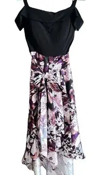 R&M Richards Women's Cold Shoulder High Low Dress