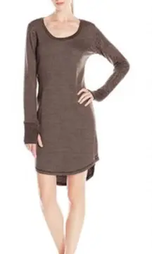 KAVU DEVA Long Sleeve Casual Gray Black Dress Active‎ Outdoor Hi Low Comfy Small