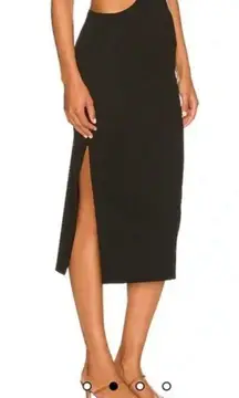 WeWoreWhat Cut Out Midi Skirt Jersey Knit Black Stretchy Tie Strappy Bodycon