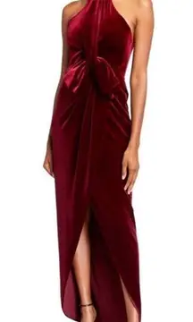 Estelle Velvet Evening Gown Merlot Wine Formal Dress High Slit size 8