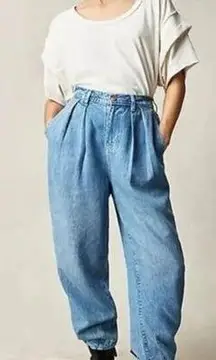 We The Free Free People Barrel Jeans XS Esme Pull On Dream Trousers Mystery Blue