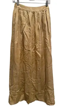 Sruti Dalmia Yellow Pinstripe Pleated Midi Skirt Size XS
