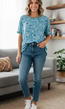 012-007 Sweet Treasures‎ Womens L Sleep Top Blouse Turtles Shirt Tshirt