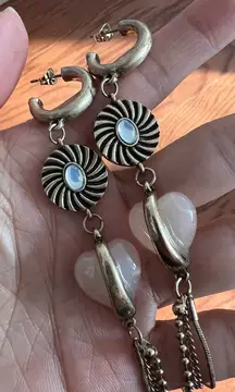 Free People Elegant Gold and Pink Heart Drop Earrings