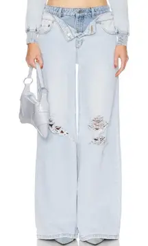 NWT SER.O.YA Saphira Double Waisted Wide Leg Jeans in Skylight‎ Sz 27 $378
