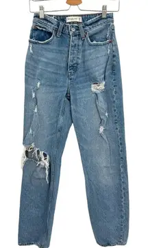 Abercrombie and Fitch Curve Love Jeans High Rise Distressed Ripped Size‎ 24 00R