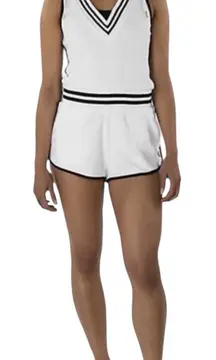 champion Cotton Blend romper Women's White and Black Trim Shorts Size Small