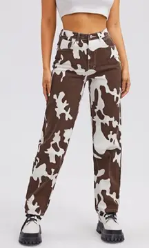 Brown Cow Print Jeans Denim‎ Straight Leg size XS 00-2