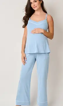 PETITE PLUME 3-Piece Cotton Maternity Set in Periwinkle Size Small