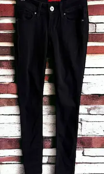 Guess‎ Womens Jeans 24 Medium Rise Curvy Skinny Sienna Black Denim Stretchy