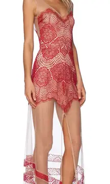 for love & lemons antigua mesh sheer lace maxi dress