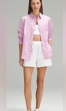 NEW Lululemon Vita Pink Relaxed Fit Button Down Shirt, Cotton Blend Poplin SizeM