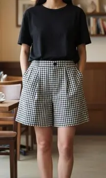 Vintage Giorgio Sant Angelo Collectable Gold Wool High Waist Shorts 12 Black