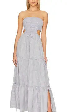 Rays for Days Kelle Cut Out Maxi Dress Coastal Cool Gingham Womens Size Medium