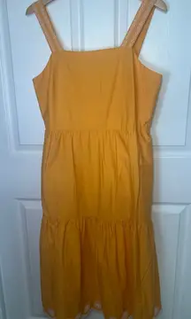 NWT J.Crew Yellow Cotton Eyelet Embroidered Tiered Midi Dress Size 10